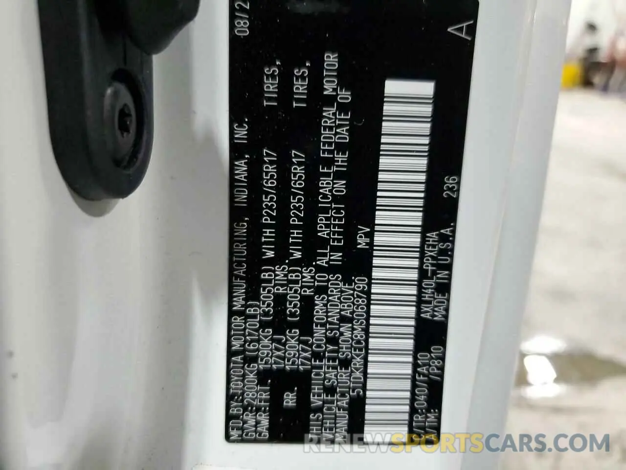 13 fotografías del automóvil dañado 5TDKRKEC8MS068790 TOYOTA All Models 2021