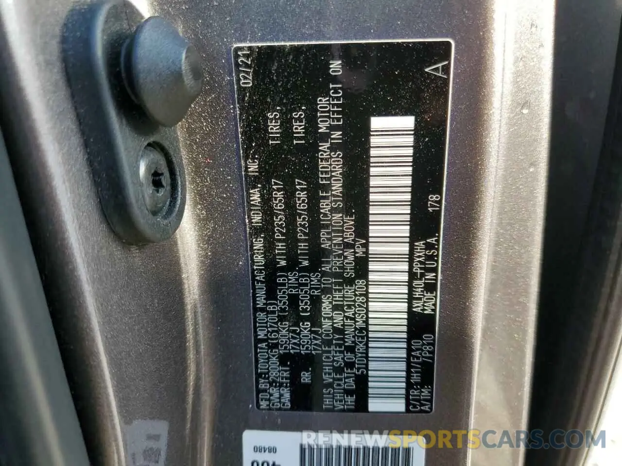 14 fotografías del automóvil dañado 5TDYRKEC1MS028108 TOYOTA All Models 2021