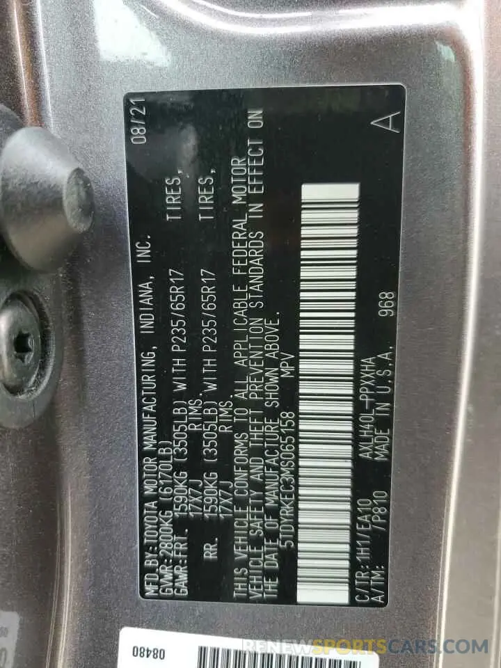 13 fotografías del automóvil dañado 5TDYRKEC3MS065158 TOYOTA All Models 2021