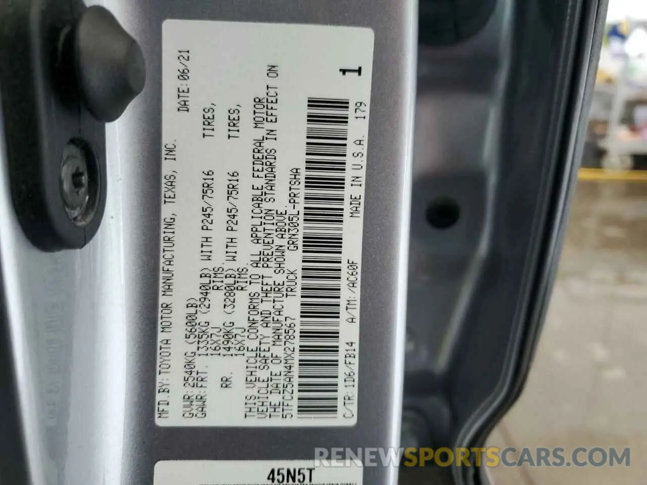 13 fotografías del automóvil dañado 5TFCZ5AN4MX278567 TOYOTA All Models 2021