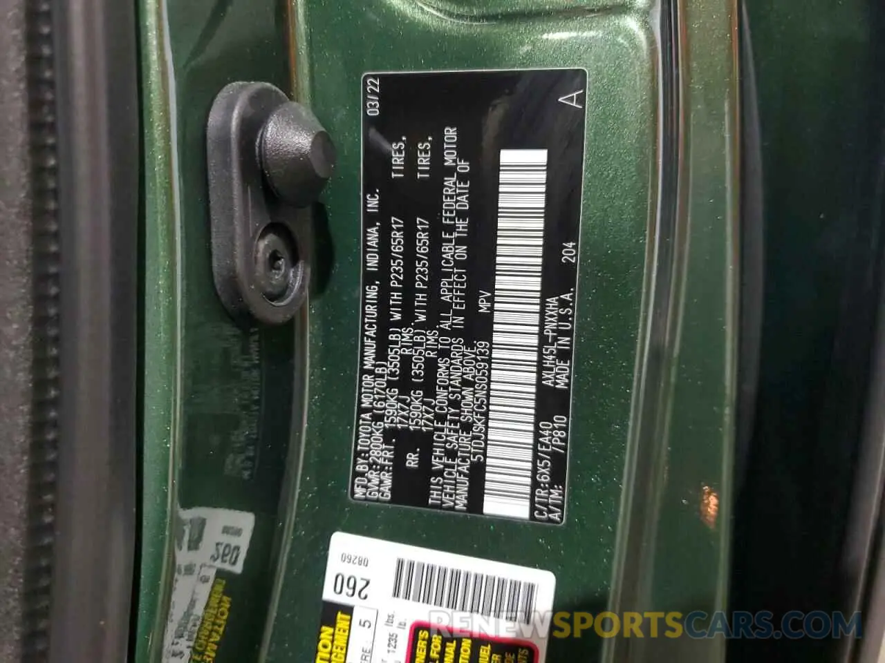 13 fotografías del automóvil dañado 5TDJSKFC5NS059139 TOYOTA All Models 2022