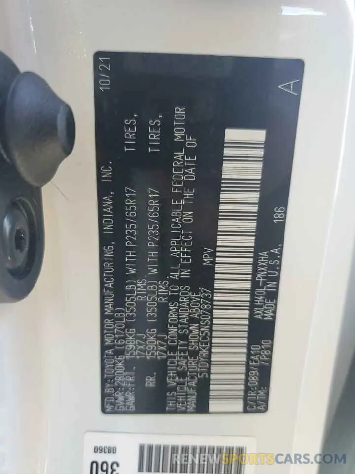 15 fotografías del automóvil dañado 5TDYRKEC5NS078737 TOYOTA All Models 2022