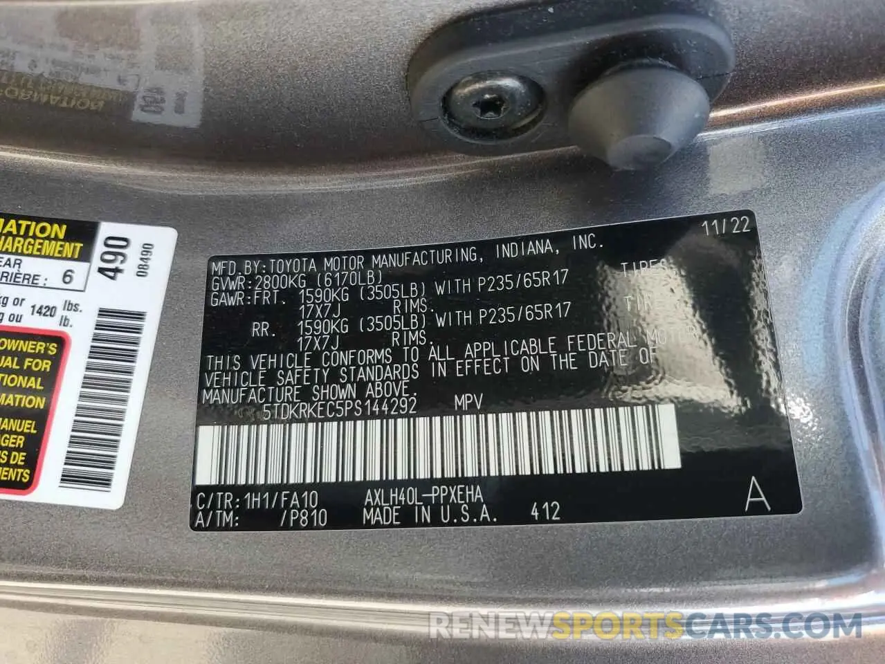 13 fotografías del automóvil dañado 5TDKRKEC5PS144292 TOYOTA All Models 2023