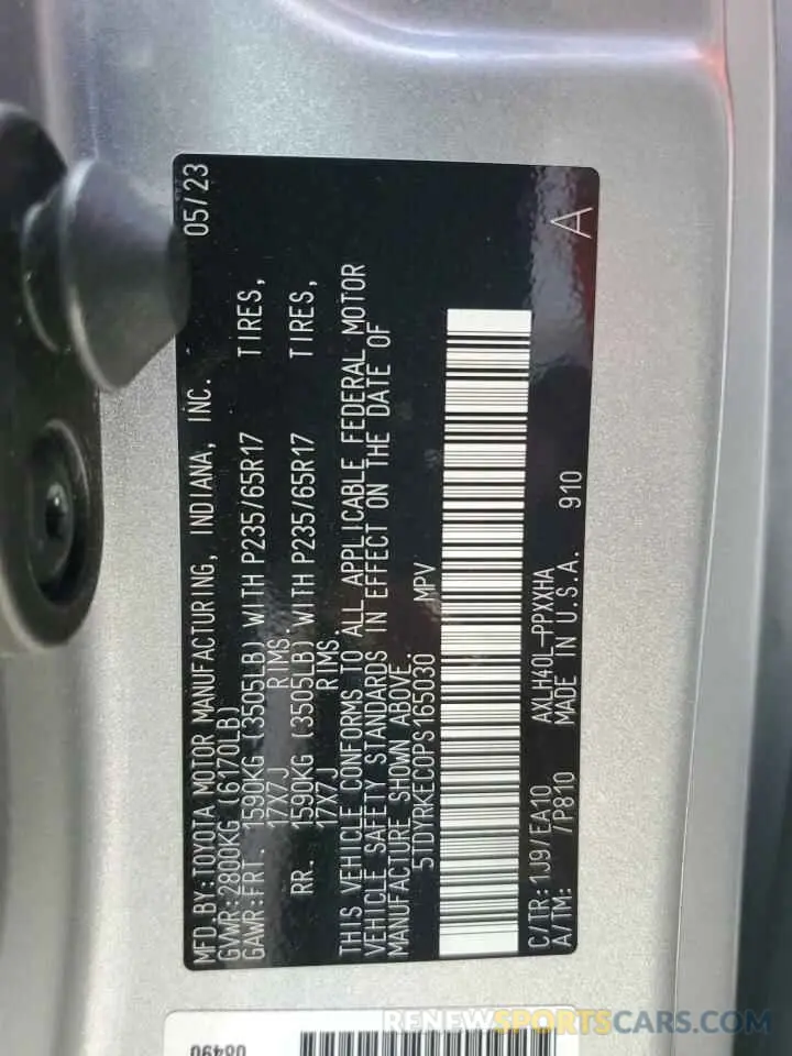 13 fotografías del automóvil dañado 5TDYRKEC0PS165030 TOYOTA All Models 2023
