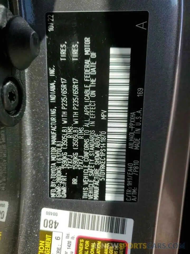 14 fotografías del automóvil dañado 5TDYRKEC1PS141870 TOYOTA All Models 2023