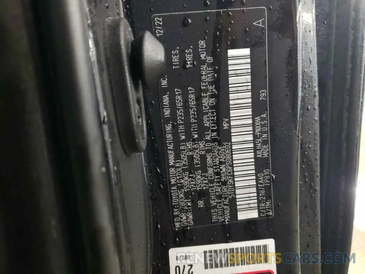 13 fotografías del automóvil dañado 5TDYSKFC6PS080602 TOYOTA All Models 2023