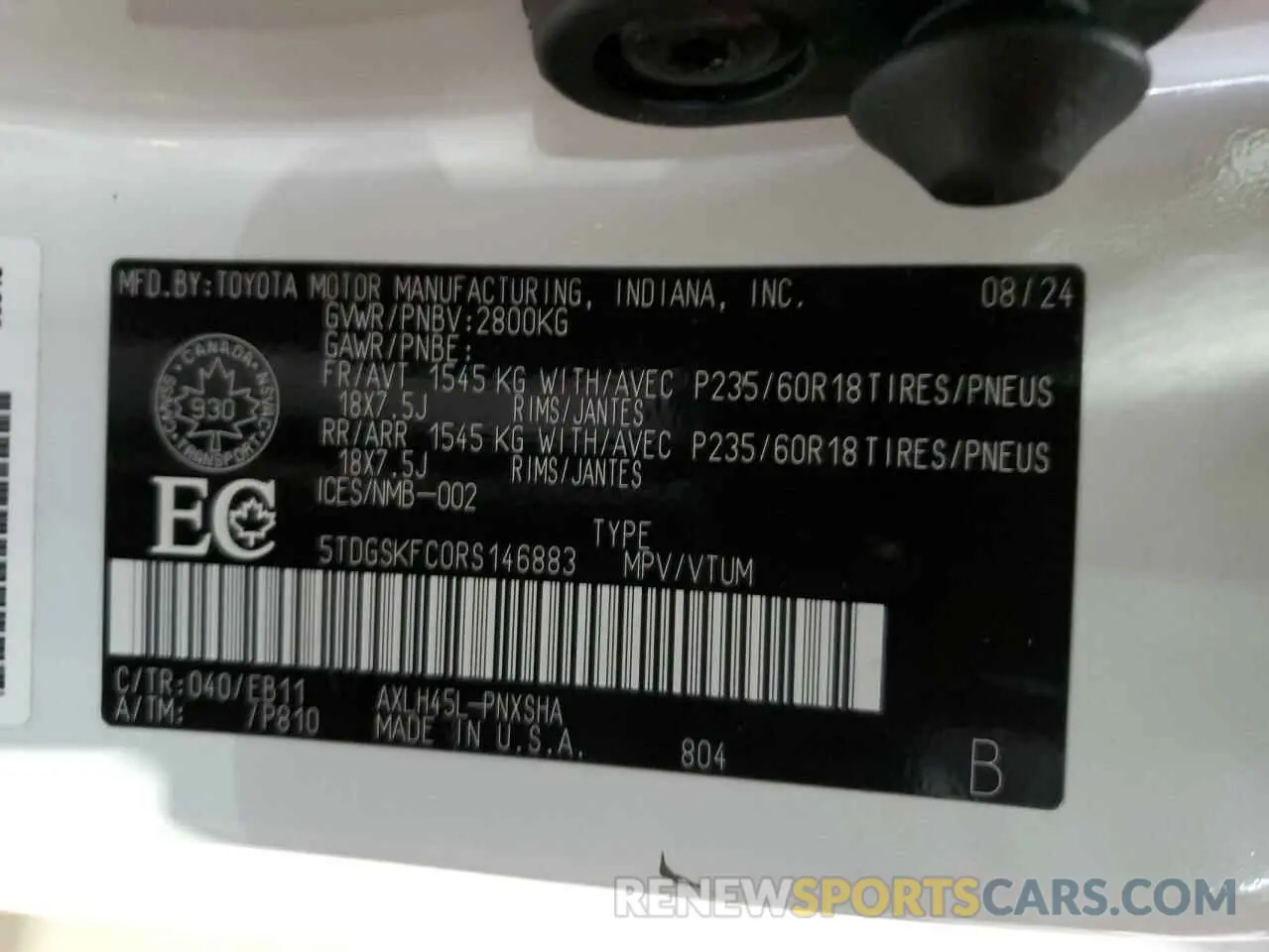 13 fotografías del automóvil dañado 5TDGSKFC0RS146883 TOYOTA All Models 2024