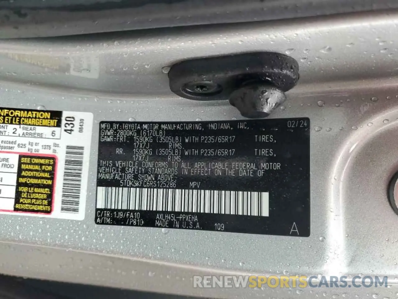 14 fotografías del automóvil dañado 5TDKSKFC6RS125286 TOYOTA All Models 2024