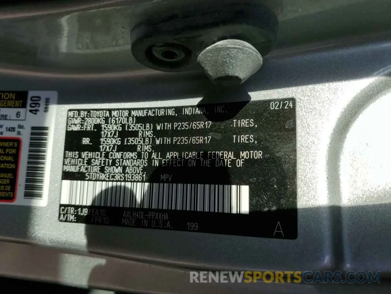 13 fotografías del automóvil dañado 5TDYRKEC3RS193861 TOYOTA All Models 2024