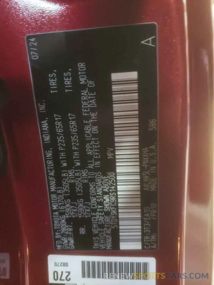 13 fotografías del automóvil dañado 5TDYSKFC9RS142500 TOYOTA All Models 2024