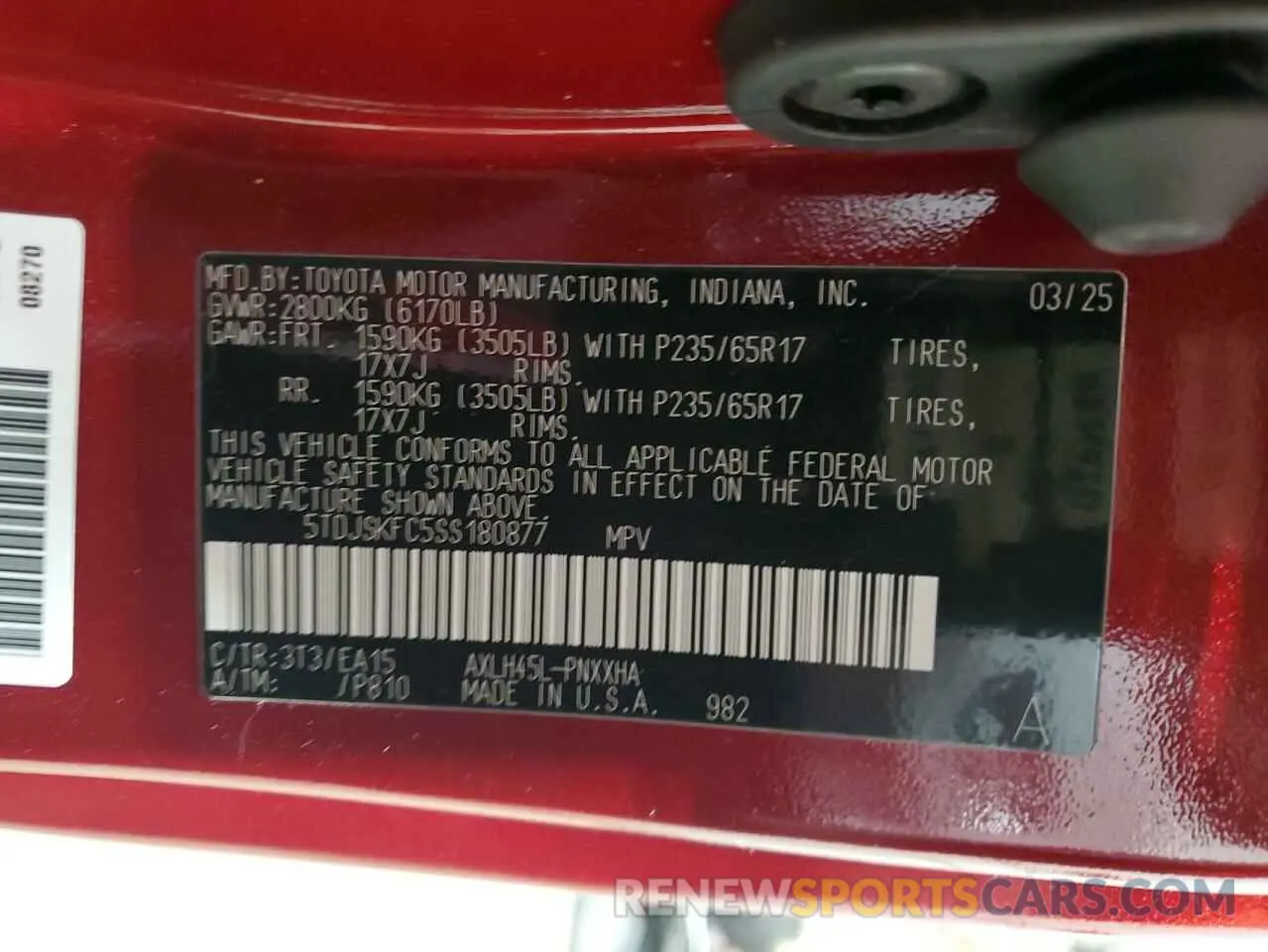 14 fotografías del automóvil dañado 5TDJSKFC5SS180877 TOYOTA All Models 2025