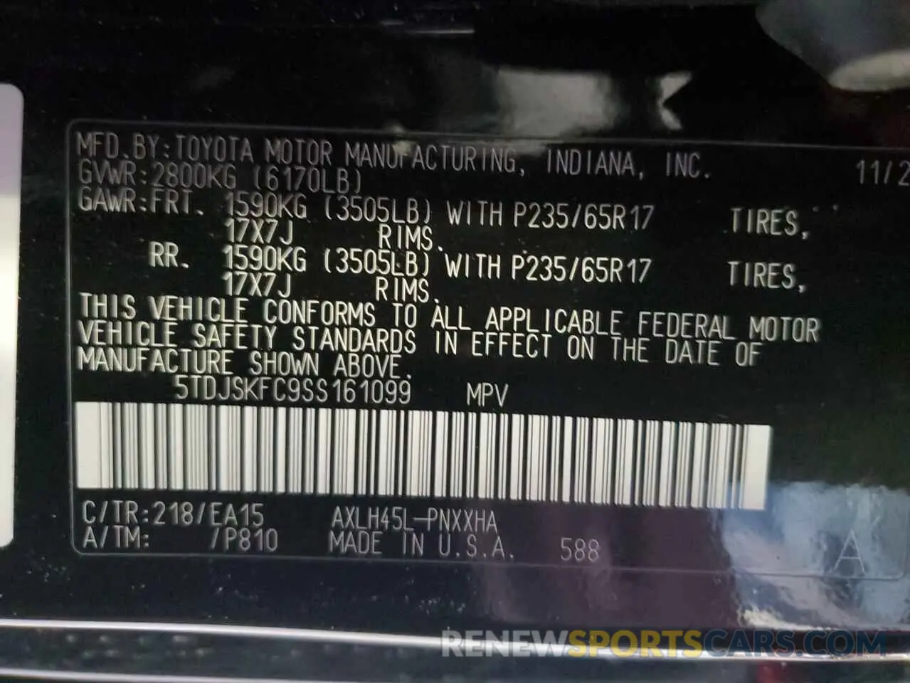 13 fotografías del automóvil dañado 5TDJSKFC9SS161099 TOYOTA All Models 2025