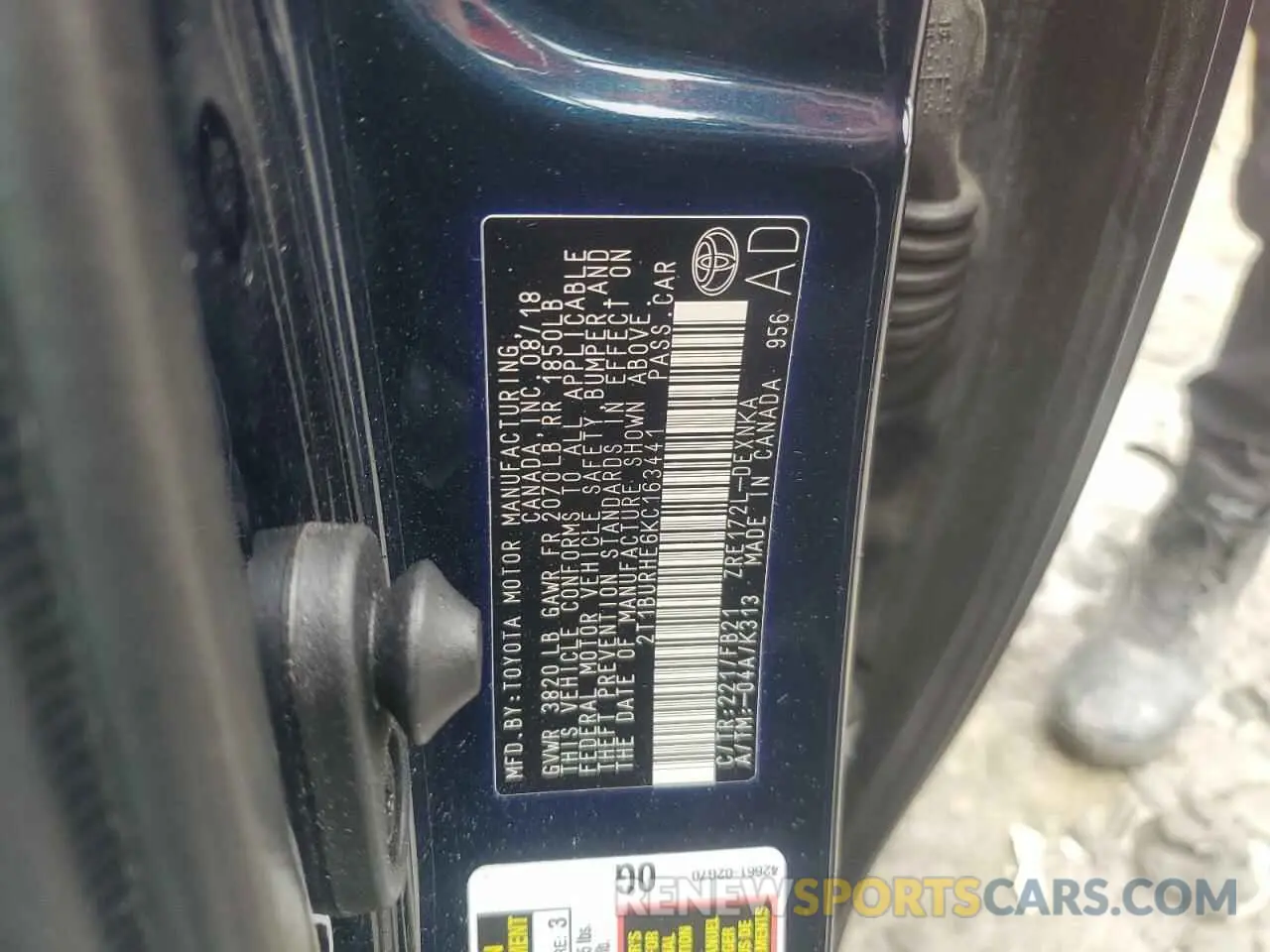 12 fotografías del automóvil dañado 2T1BURHE6KC163441 TOYOTA ALL OTHER 2019