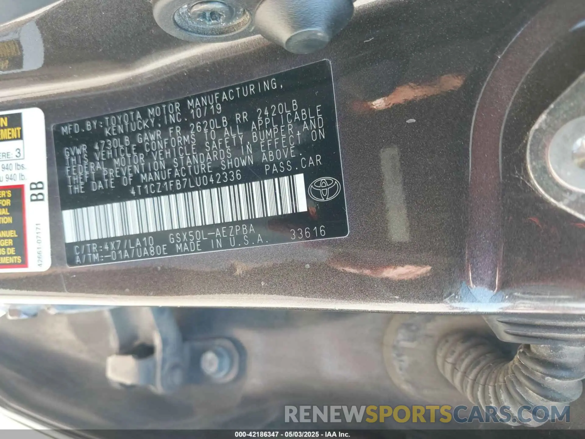 9 fotografías del automóvil dañado 4T1CZ1FB7LU042336 TOYOTA AVALON 2020