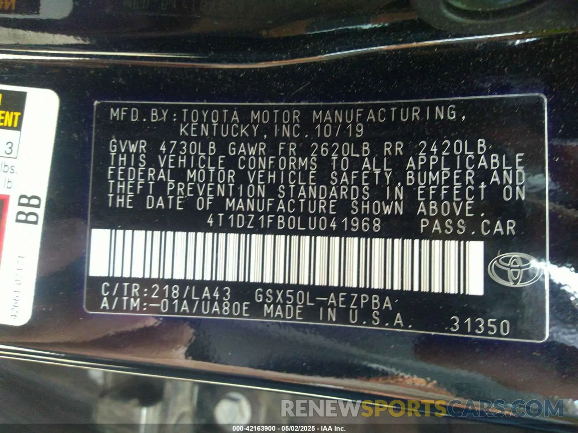 9 fotografías del automóvil dañado 4T1DZ1FB0LU041968 TOYOTA AVALON 2020