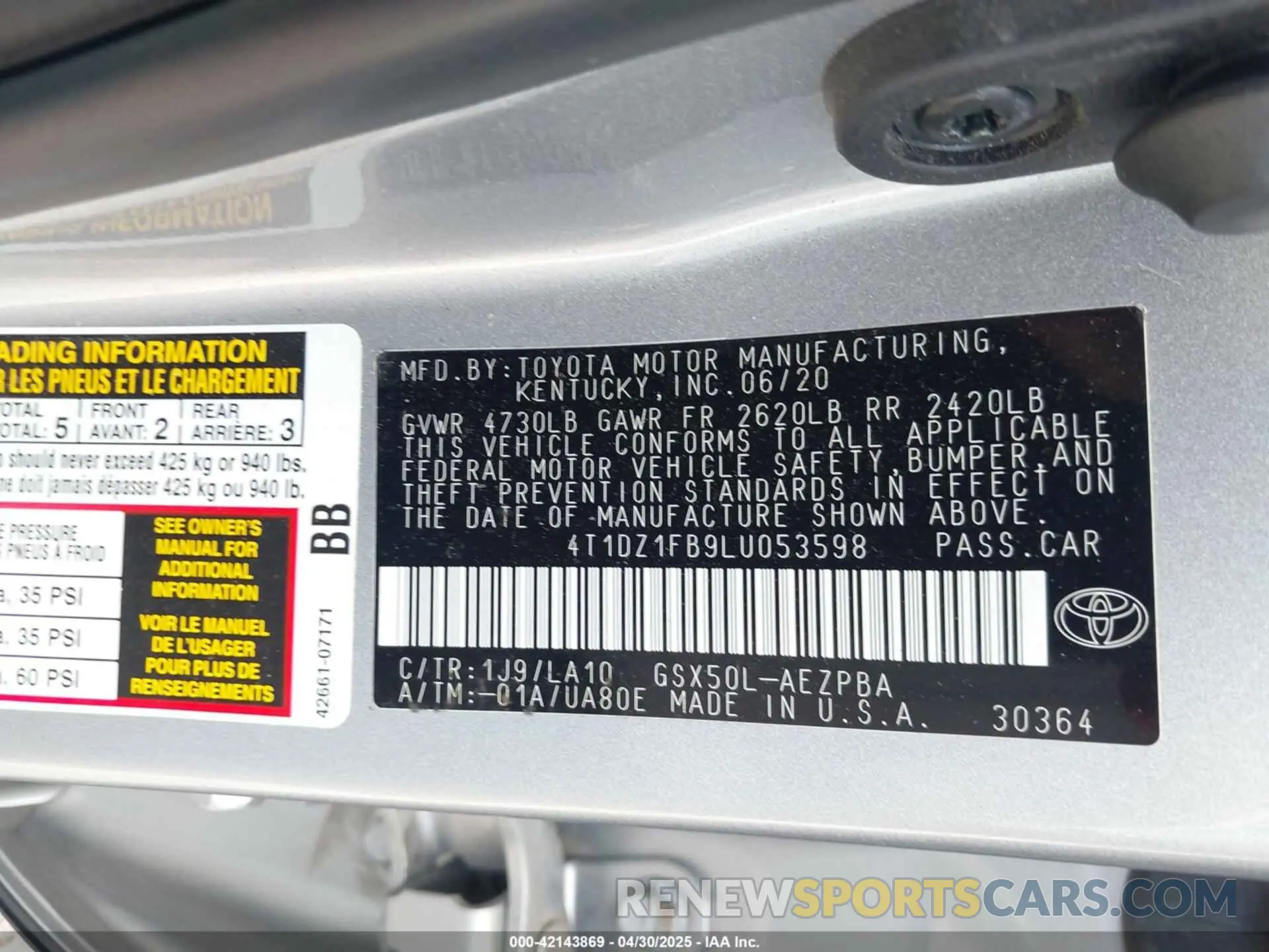 9 fotografías del automóvil dañado 4T1DZ1FB9LU053598 TOYOTA AVALON 2020