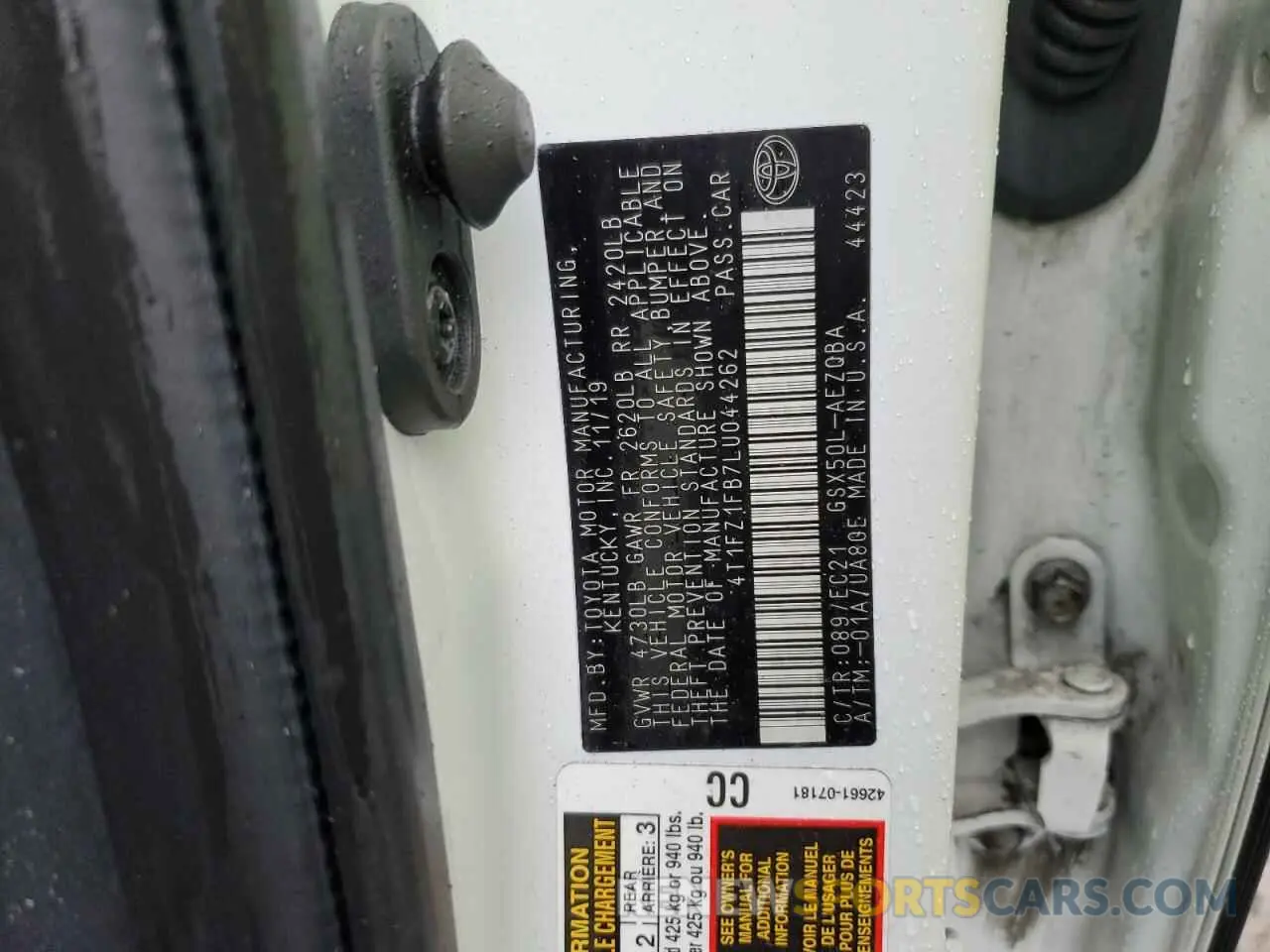 12 fotografías del automóvil dañado 4T1FZ1FB7LU044262 TOYOTA AVALON 2020