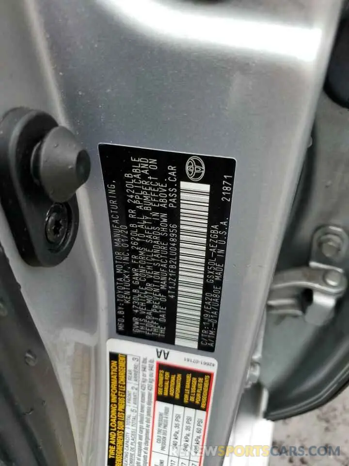 12 fotografías del automóvil dañado 4T1JZ1FB2LU048956 TOYOTA AVALON 2020