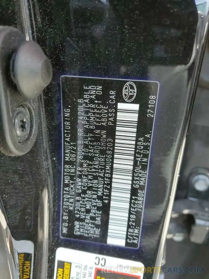 12 fotografías del automóvil dañado 4T1FZ1FBXMU068203 TOYOTA AVALON 2021