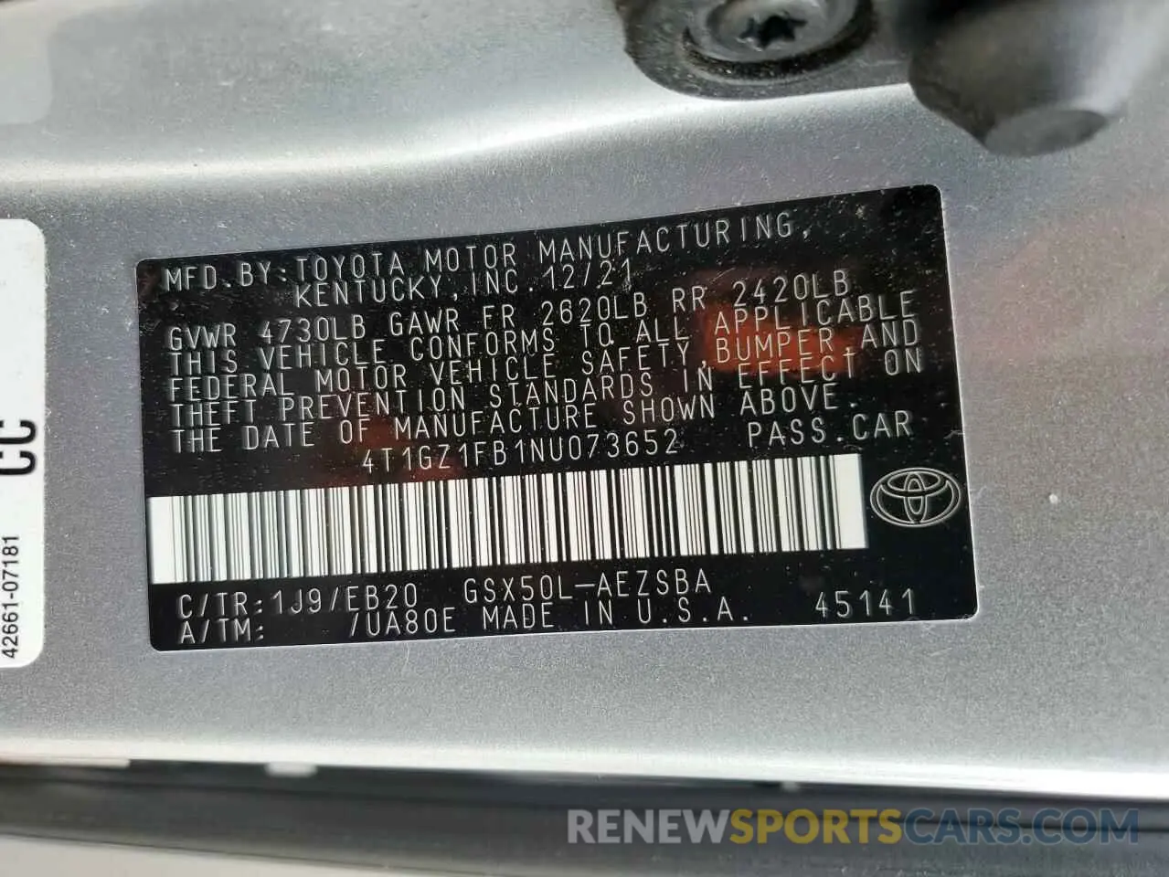 13 fotografías del automóvil dañado 4T1GZ1FB1NU073652 TOYOTA AVALON 2022