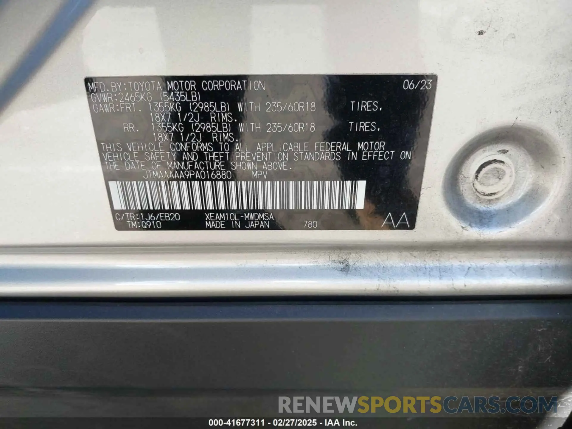 9 fotografías del automóvil dañado JTMAAAAA9PA016880 TOYOTA BZ4X 2023