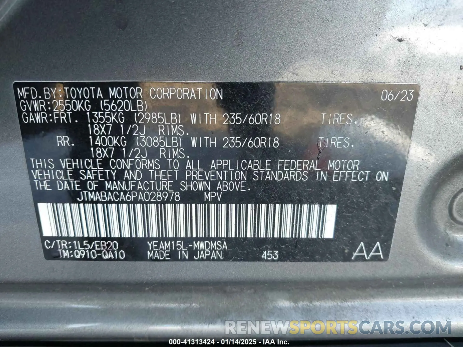 9 fotografías del automóvil dañado JTMABACA6PA028978 TOYOTA BZ4X 2023