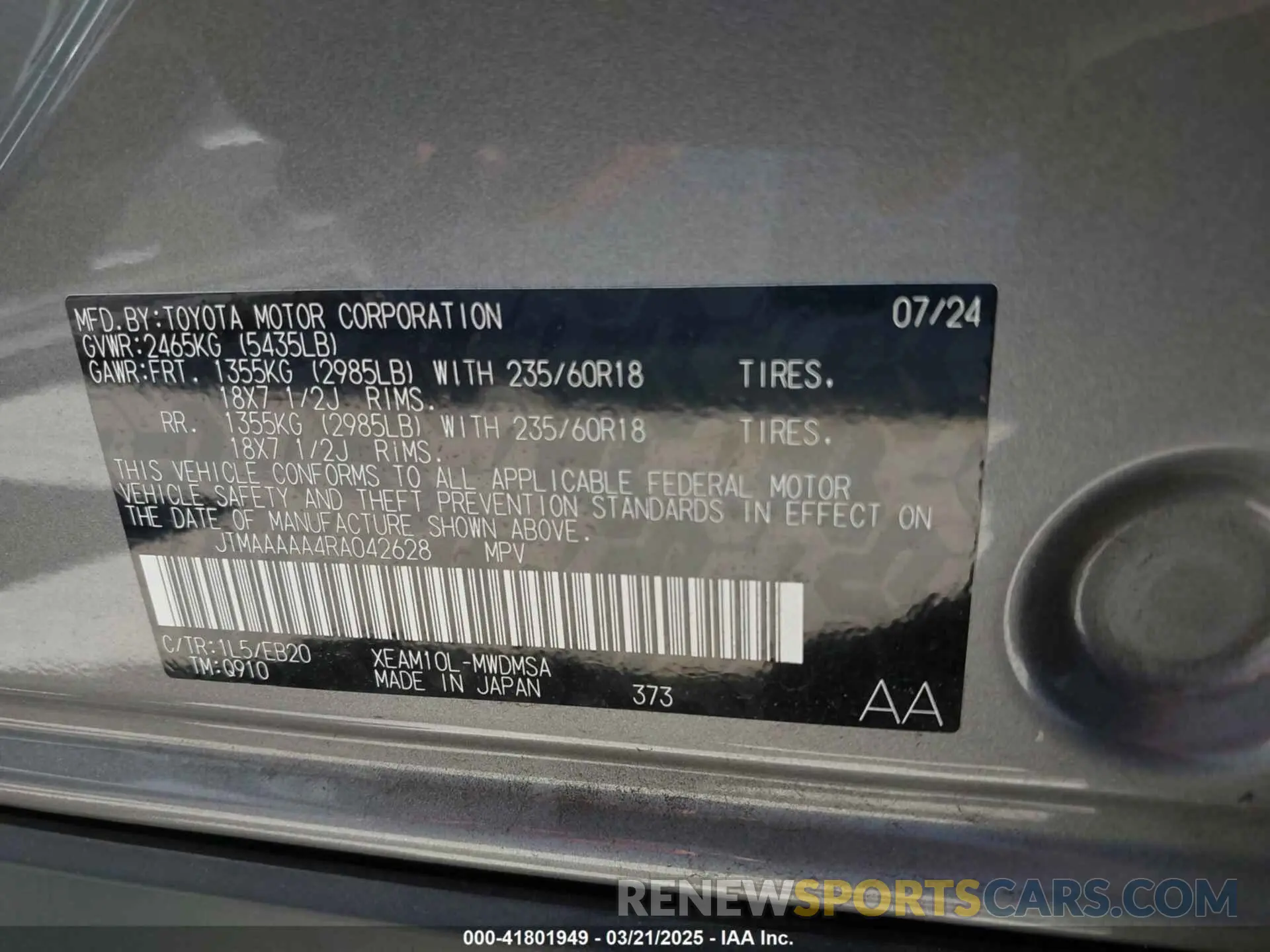 9 fotografías del automóvil dañado JTMAAAAA4RA042628 TOYOTA BZ4X 2024