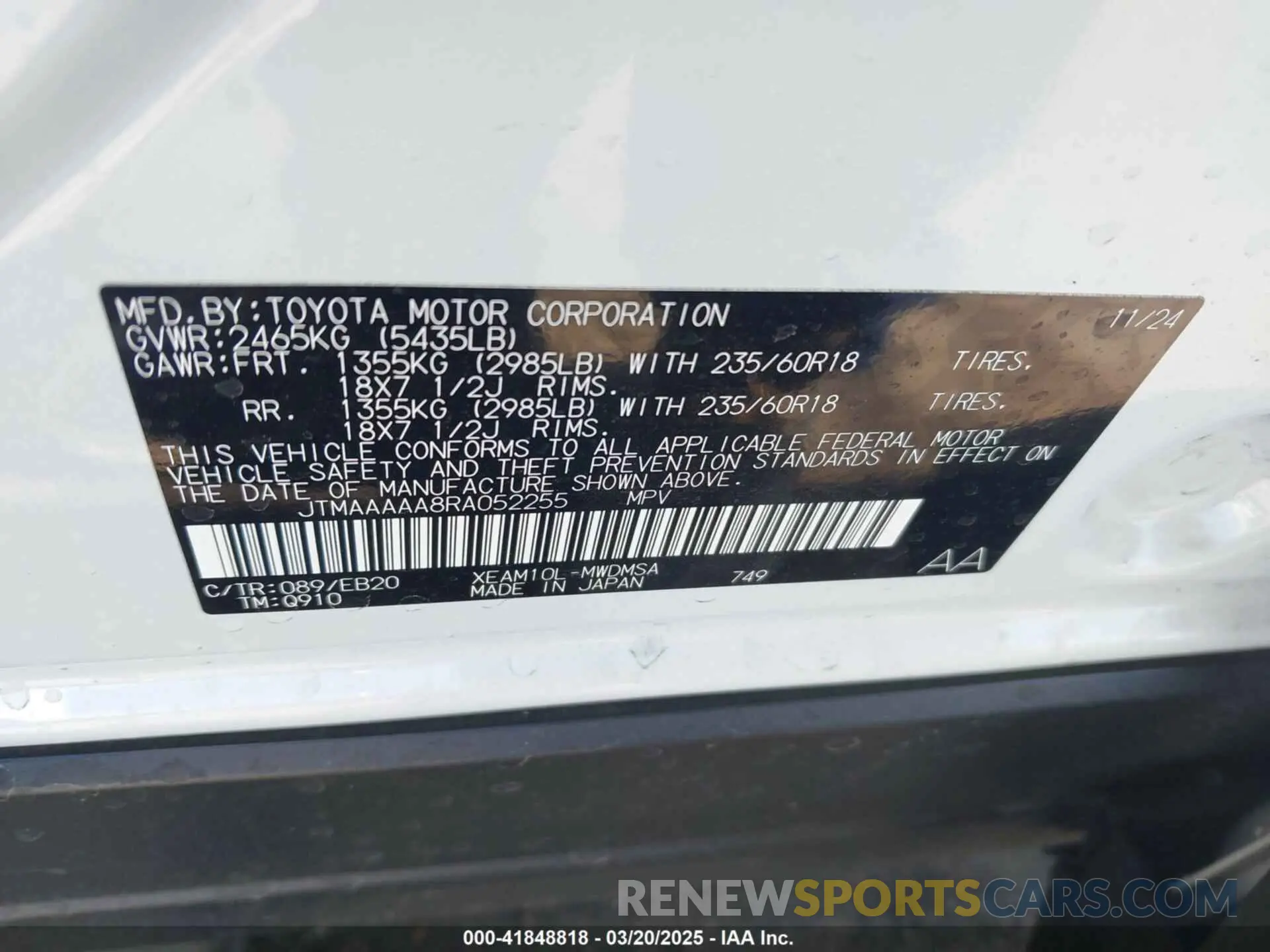 9 fotografías del automóvil dañado JTMAAAAA8RA052255 TOYOTA BZ4X 2024