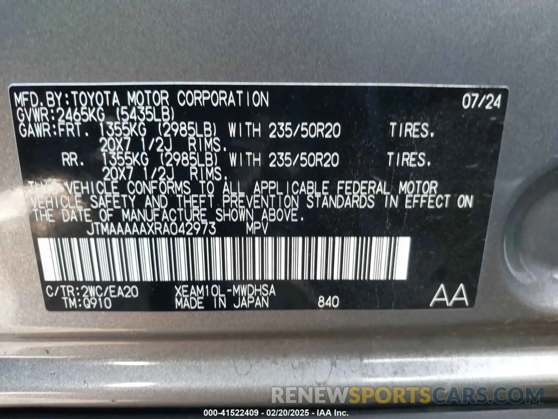 9 fotografías del automóvil dañado JTMAAAAAXRA042973 TOYOTA BZ4X 2024
