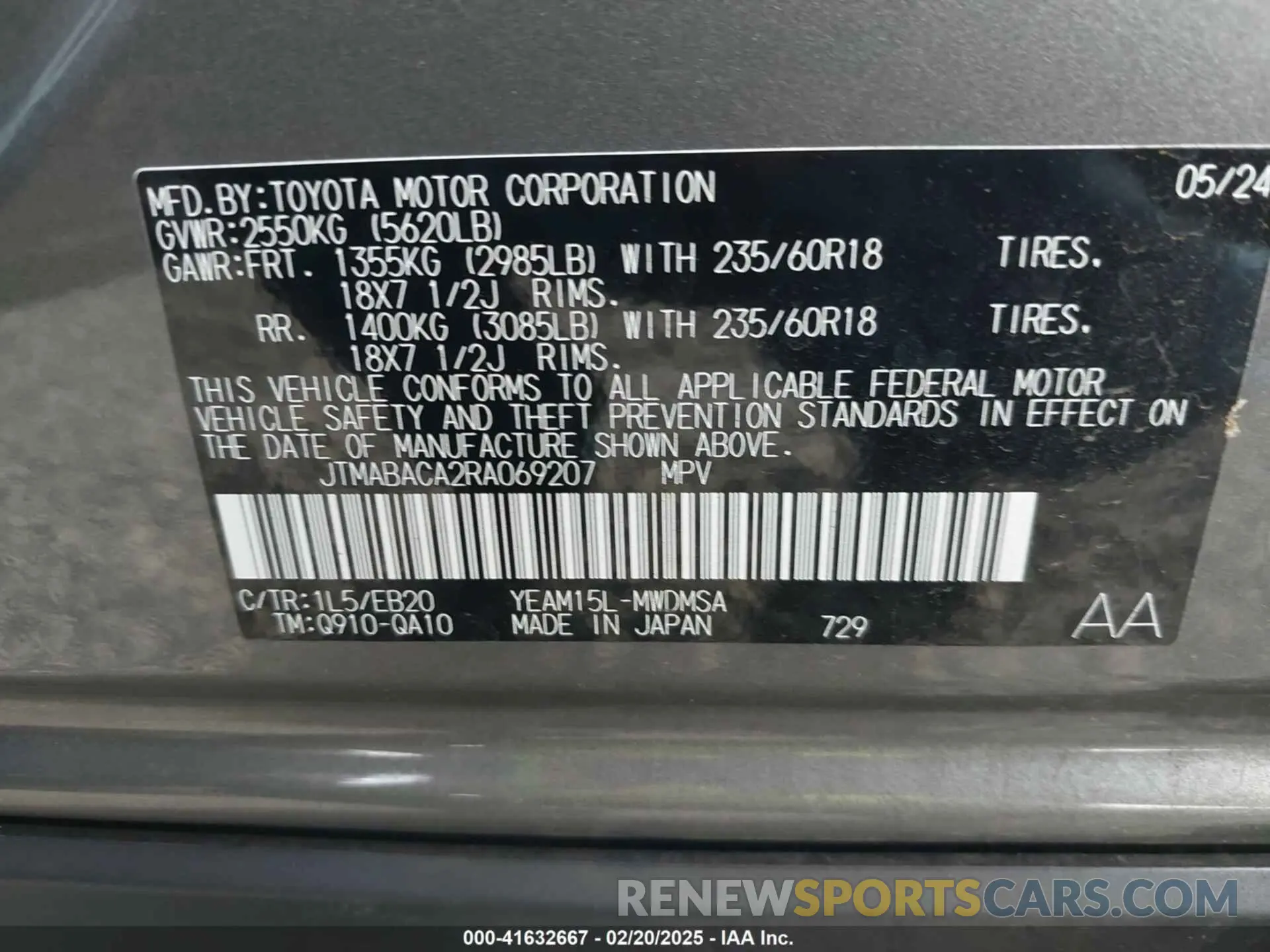 9 fotografías del automóvil dañado JTMABACA2RA069207 TOYOTA BZ4X 2024