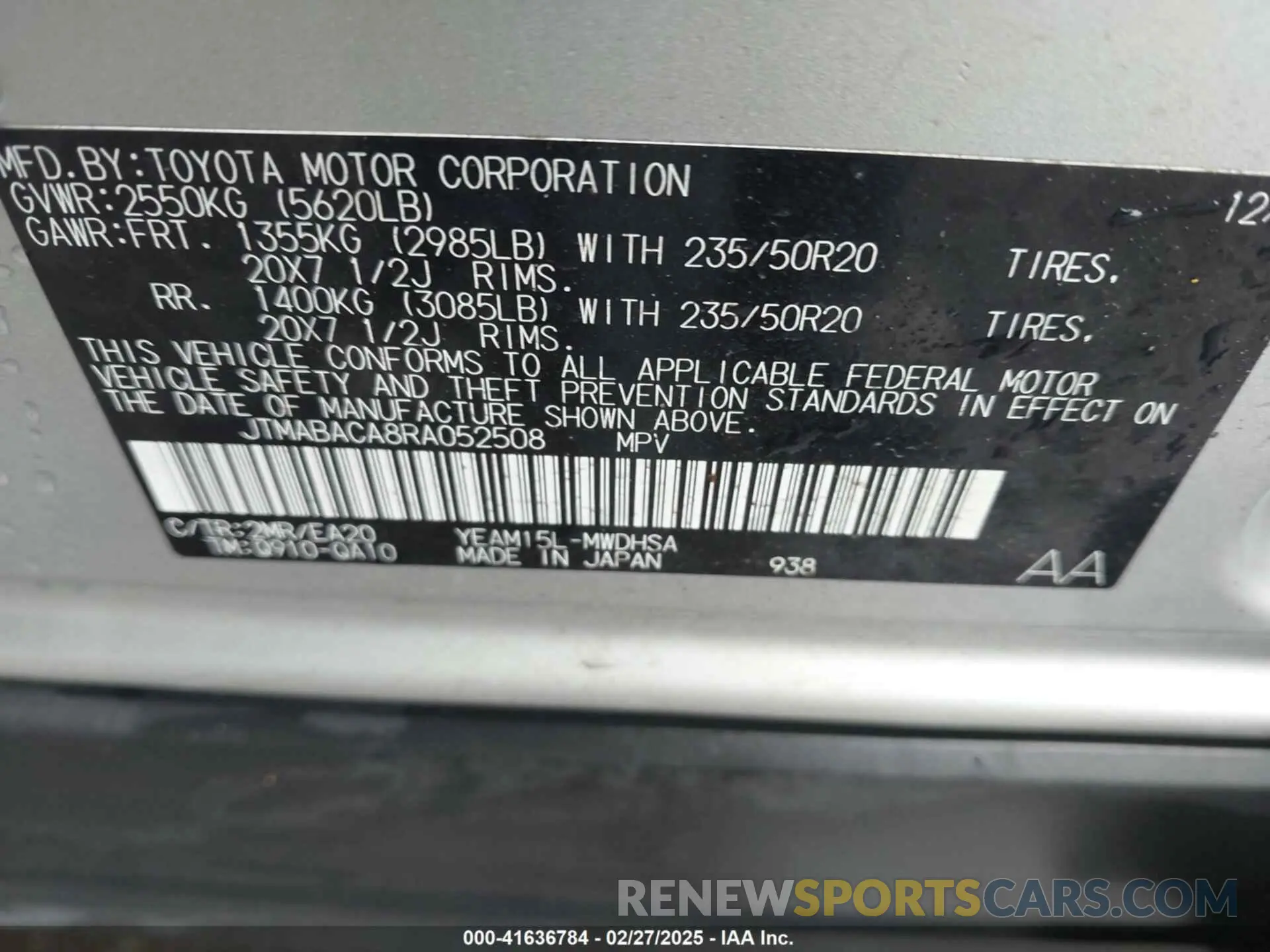 9 fotografías del automóvil dañado JTMABACA8RA052508 TOYOTA BZ4X 2024