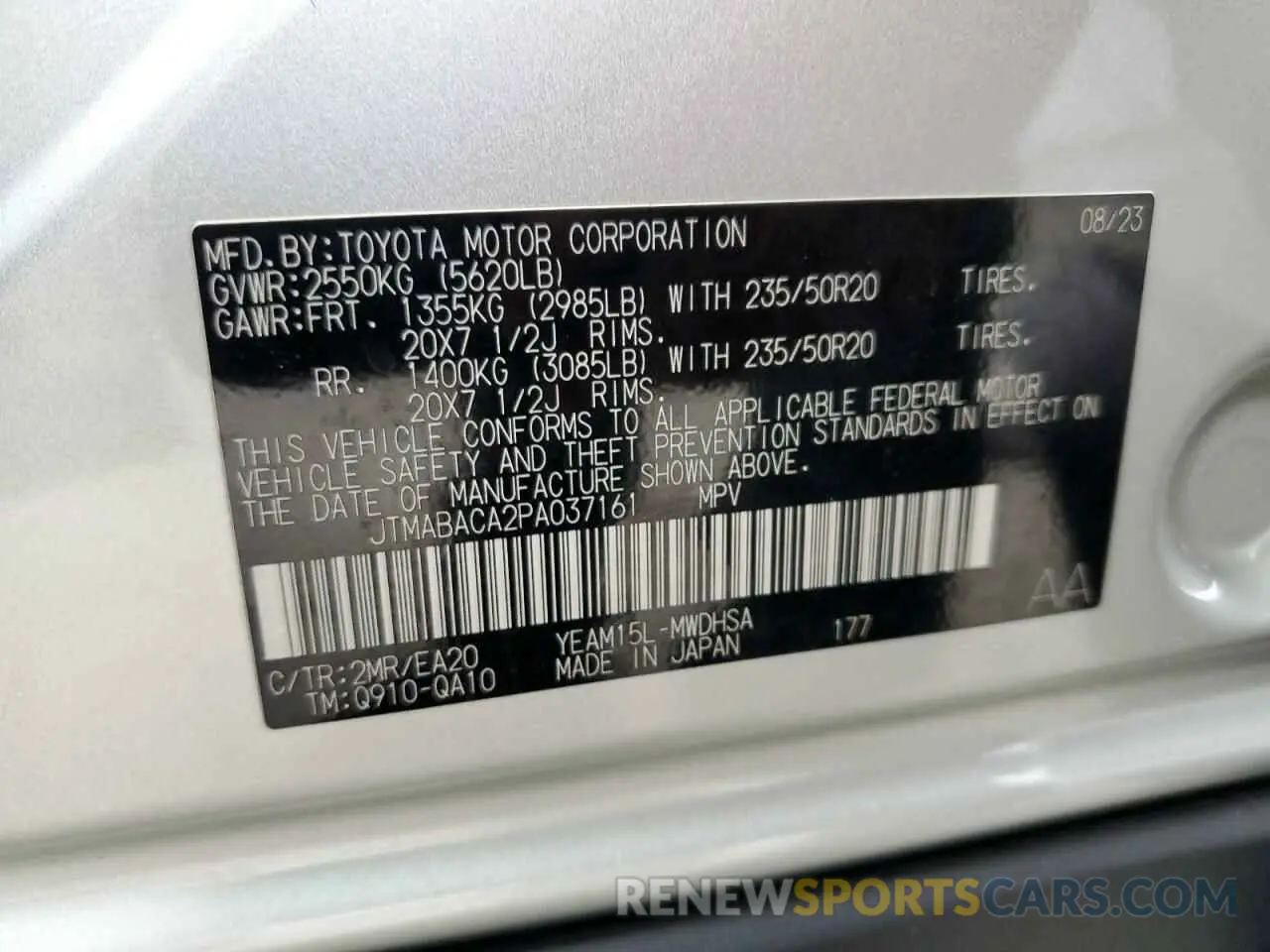 13 fotografías del automóvil dañado JTMABACA2PA037161 TOYOTA BZ4X XLE 2023