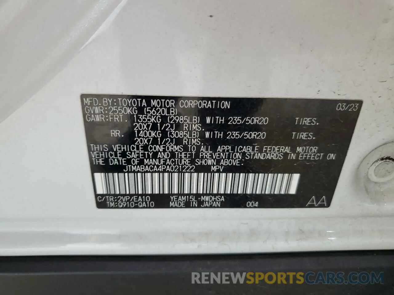 13 fotografías del automóvil dañado JTMABACA4PA021222 TOYOTA BZ4X XLE 2023