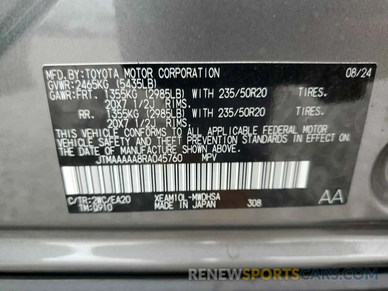 15 fotografías del automóvil dañado JTMAAAAA8RA045760 TOYOTA BZ4X XLE 2024