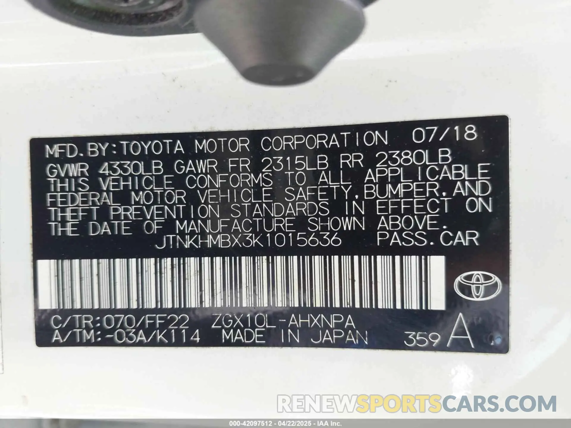 9 fotografías del automóvil dañado JTNKHMBX3K1015636 TOYOTA C-HR 2019