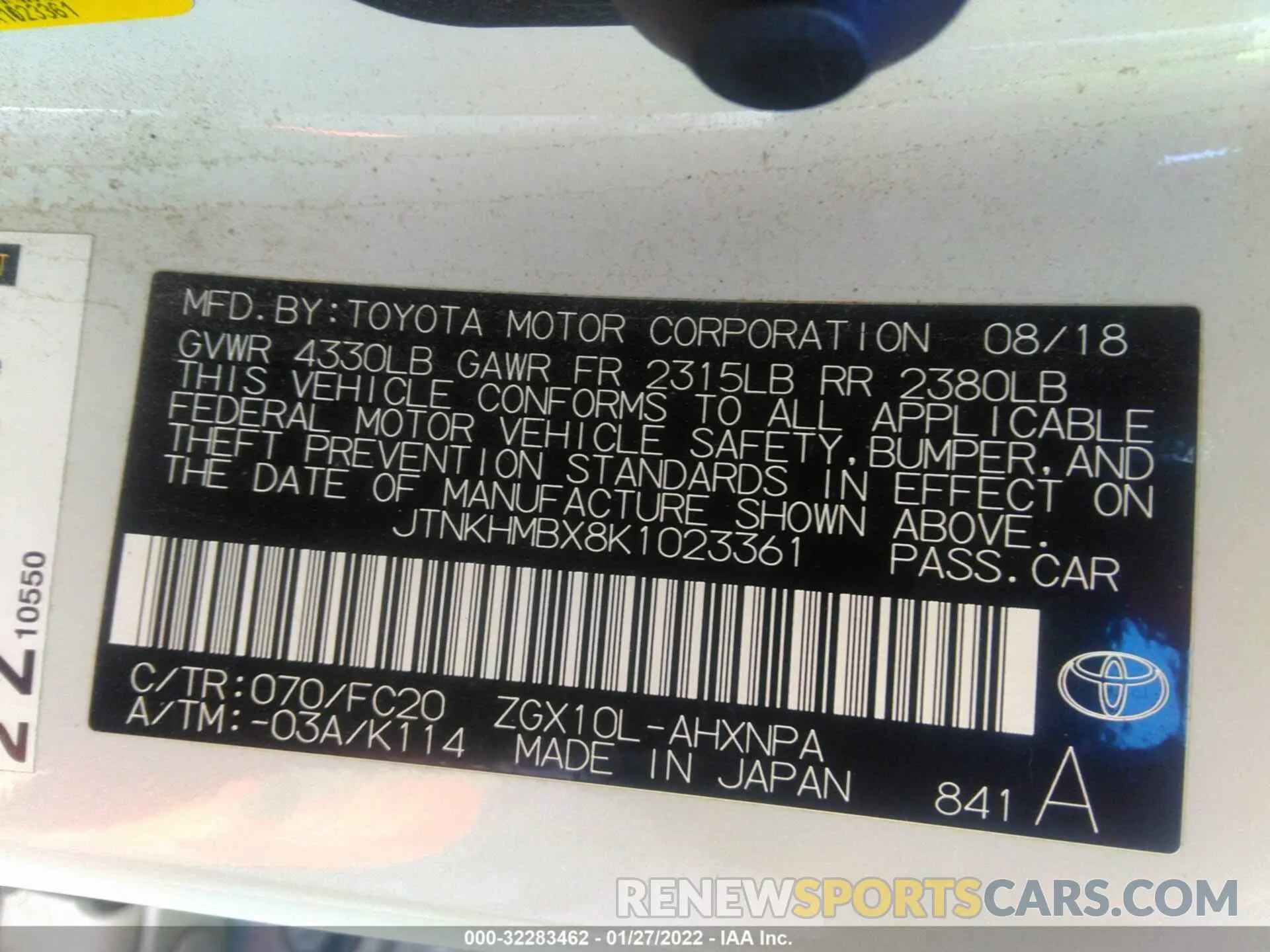 9 fotografías del automóvil dañado JTNKHMBX8K1023361 TOYOTA C-HR 2019
