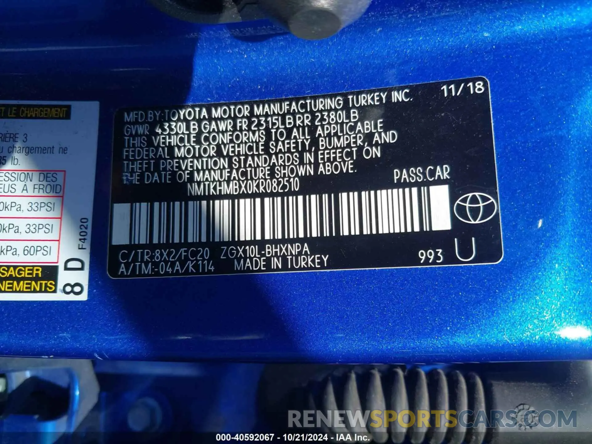 9 fotografías del automóvil dañado NMTKHMBX0KR082510 TOYOTA C-HR 2019