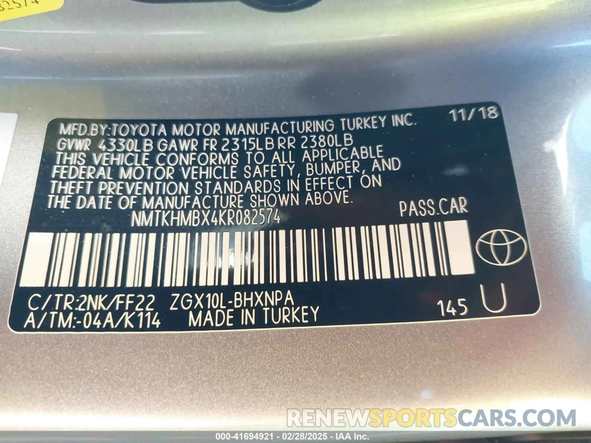 9 fotografías del automóvil dañado NMTKHMBX4KR082574 TOYOTA C-HR 2019