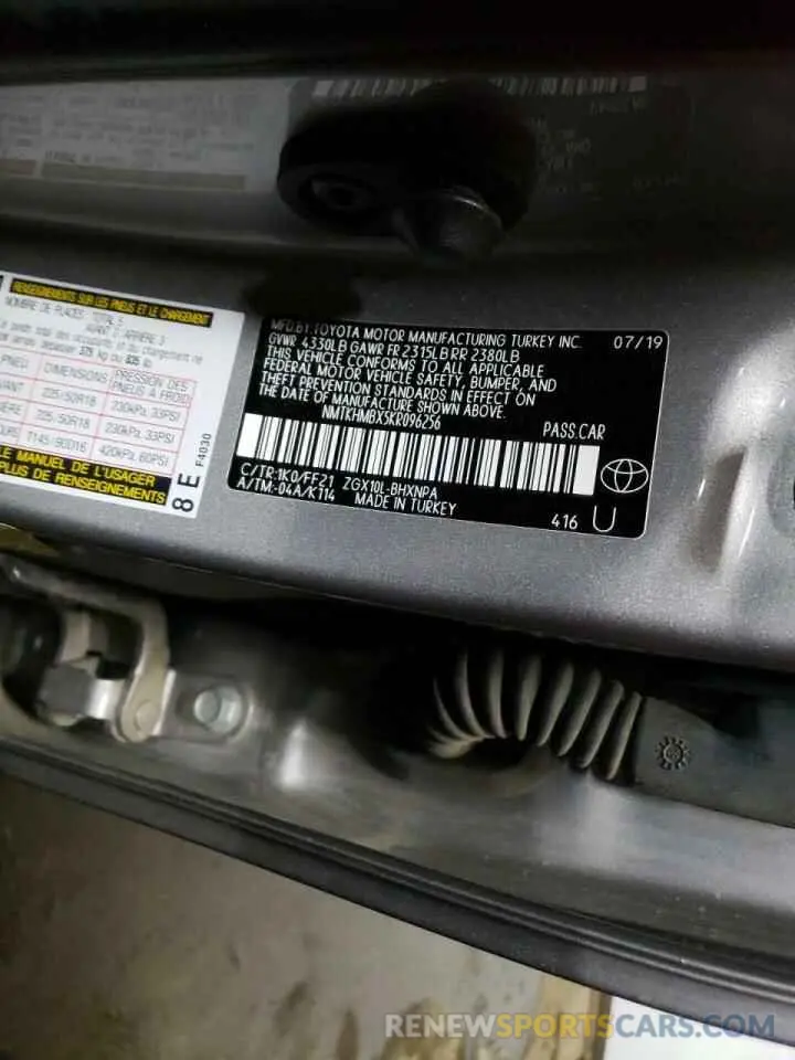 10 fotografías del automóvil dañado NMTKHMBX5KR096256 TOYOTA C-HR 2019