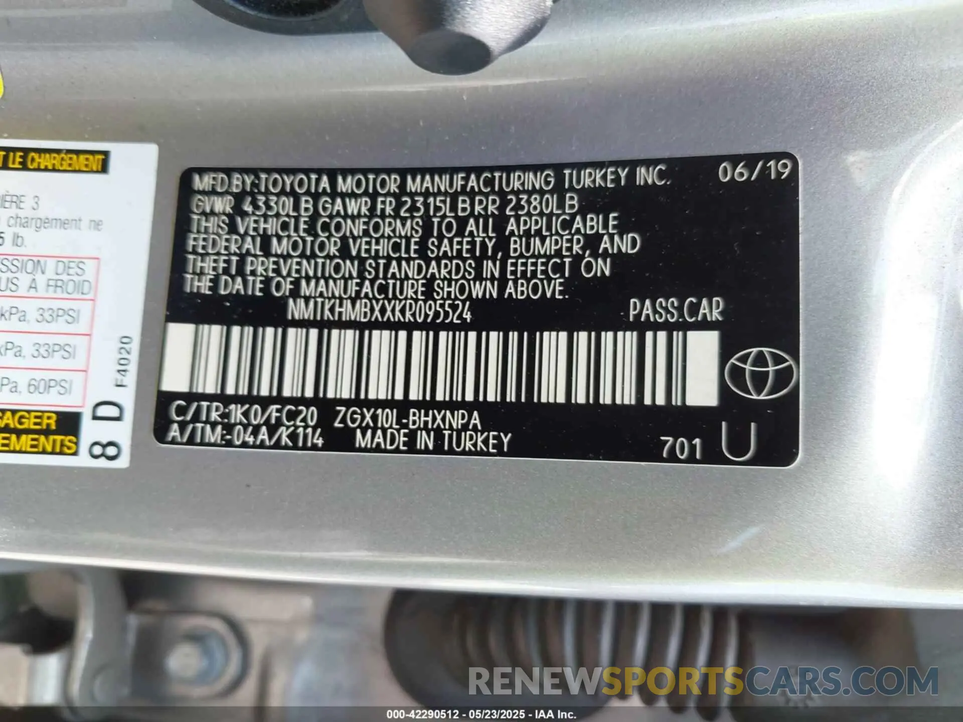9 fotografías del automóvil dañado NMTKHMBXXKR095524 TOYOTA C-HR 2019