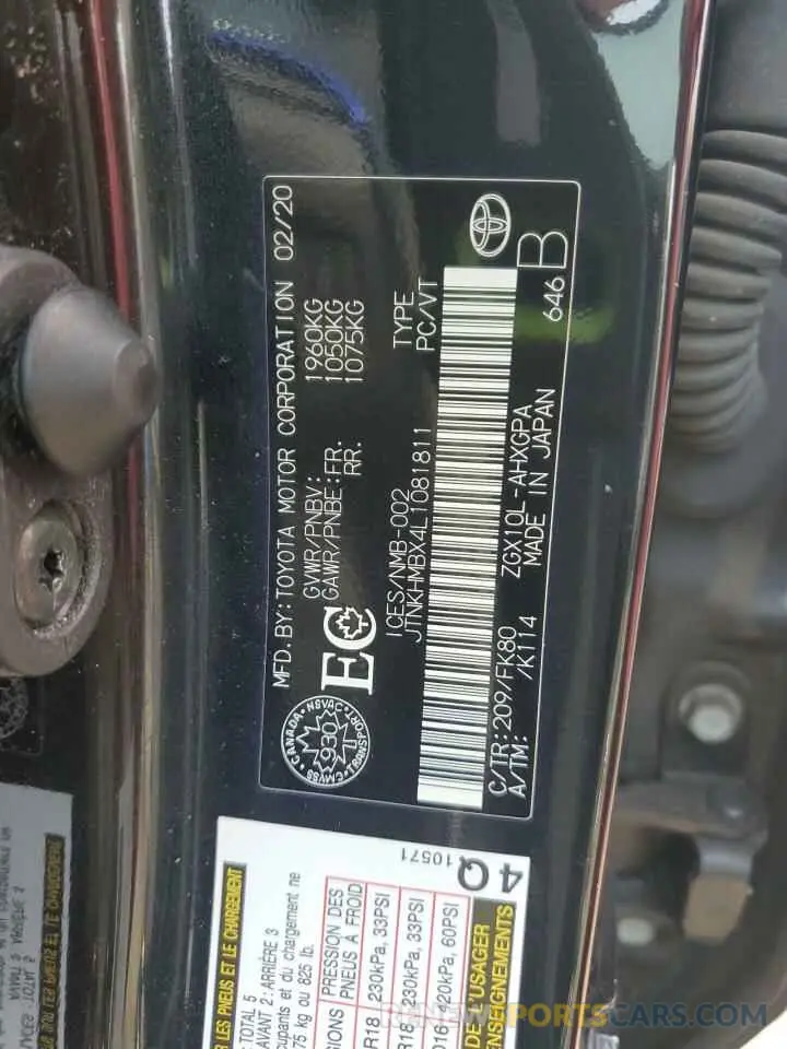 13 fotografías del automóvil dañado JTNKHMBX4L1081811 TOYOTA C-HR 2020