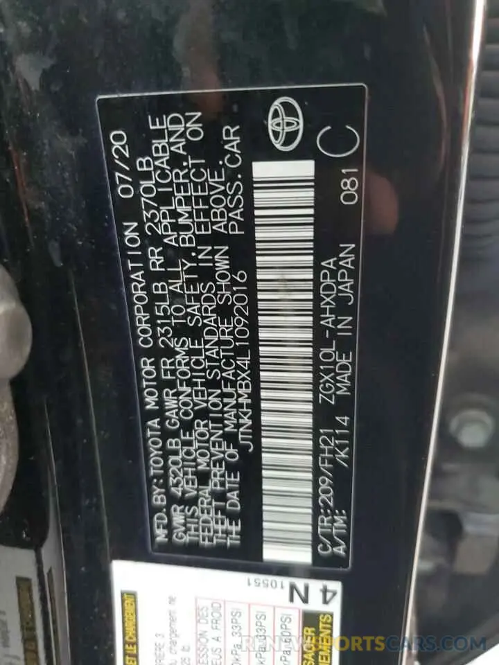 12 fotografías del automóvil dañado JTNKHMBX4L1092016 TOYOTA C-HR 2020