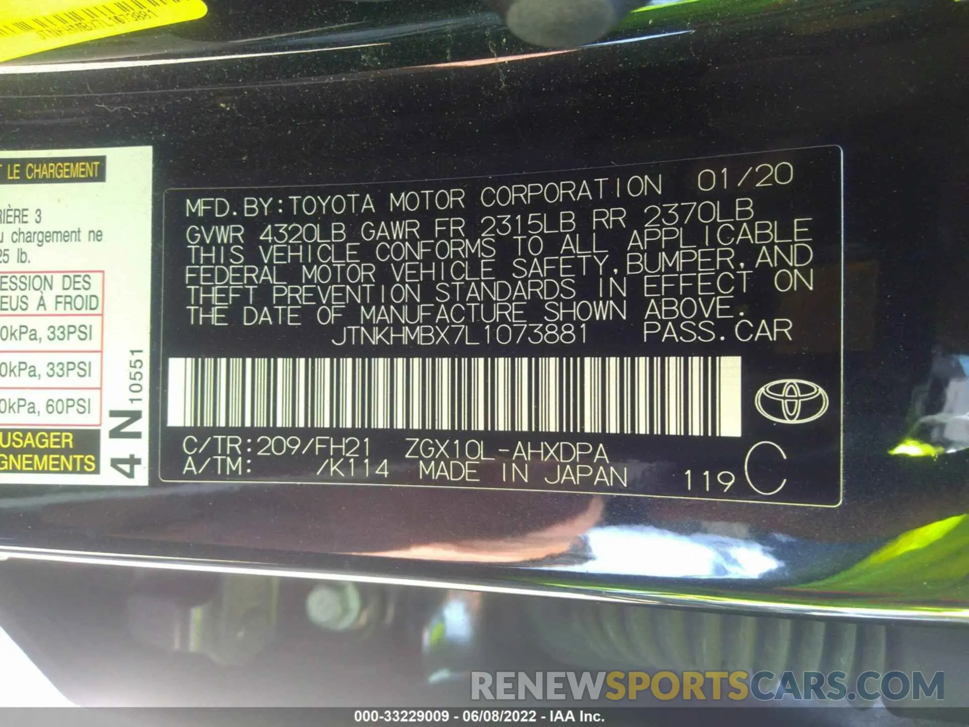 9 fotografías del automóvil dañado JTNKHMBX7L1073881 TOYOTA C-HR 2020