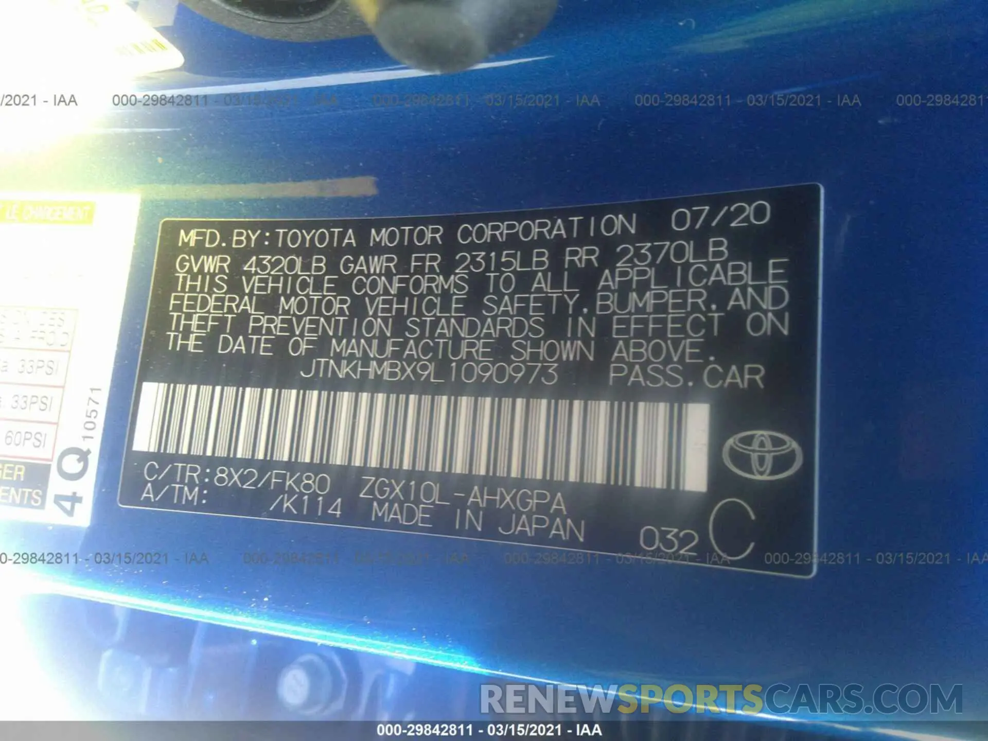 9 fotografías del automóvil dañado JTNKHMBX9L1090973 TOYOTA C-HR 2020