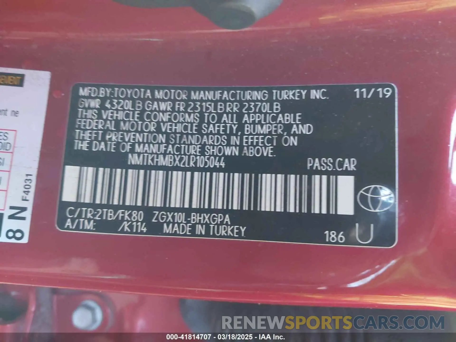 9 fotografías del automóvil dañado NMTKHMBX2LR105044 TOYOTA C-HR 2020