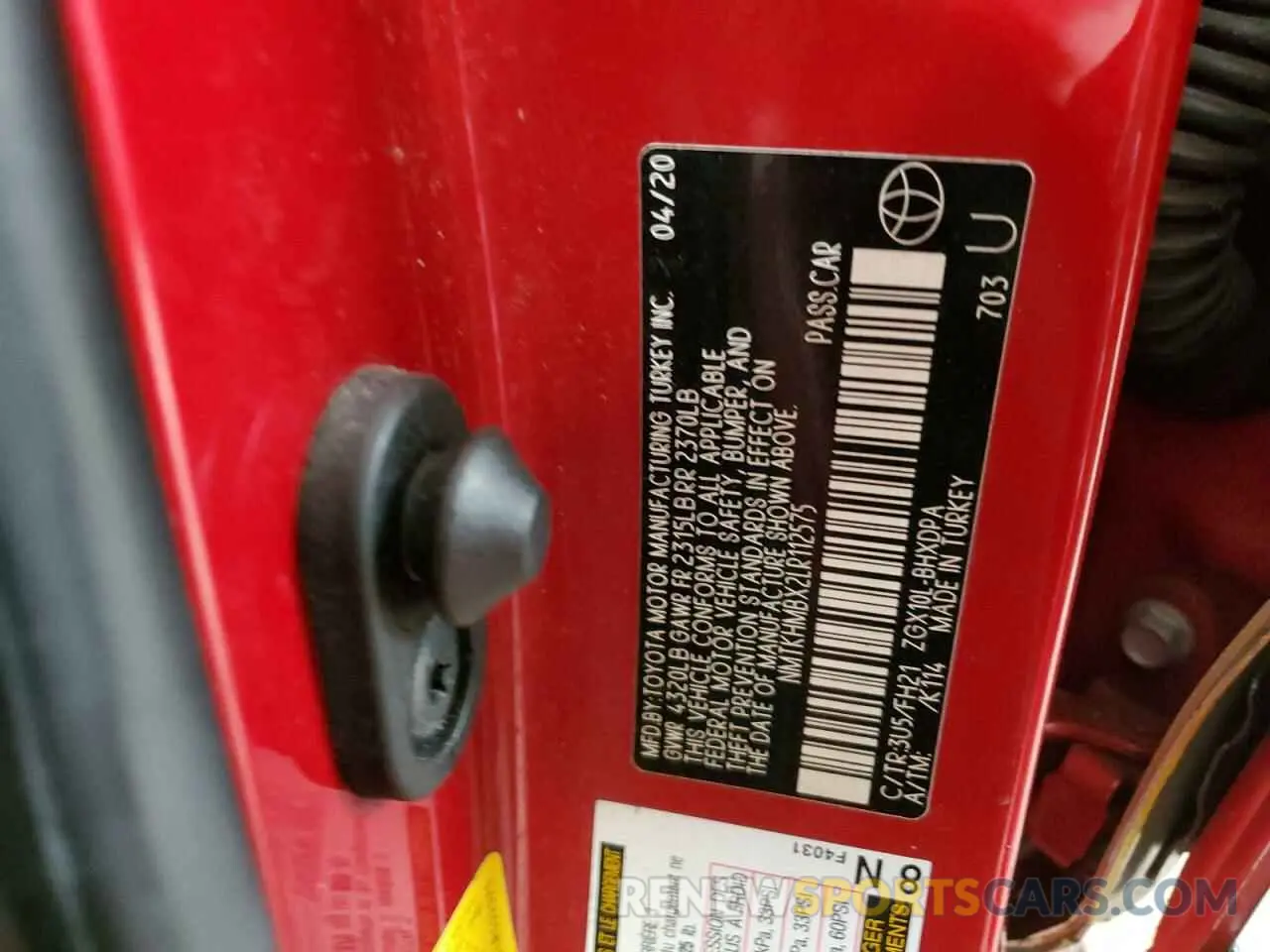 12 fotografías del automóvil dañado NMTKHMBX2LR112575 TOYOTA C-HR 2020