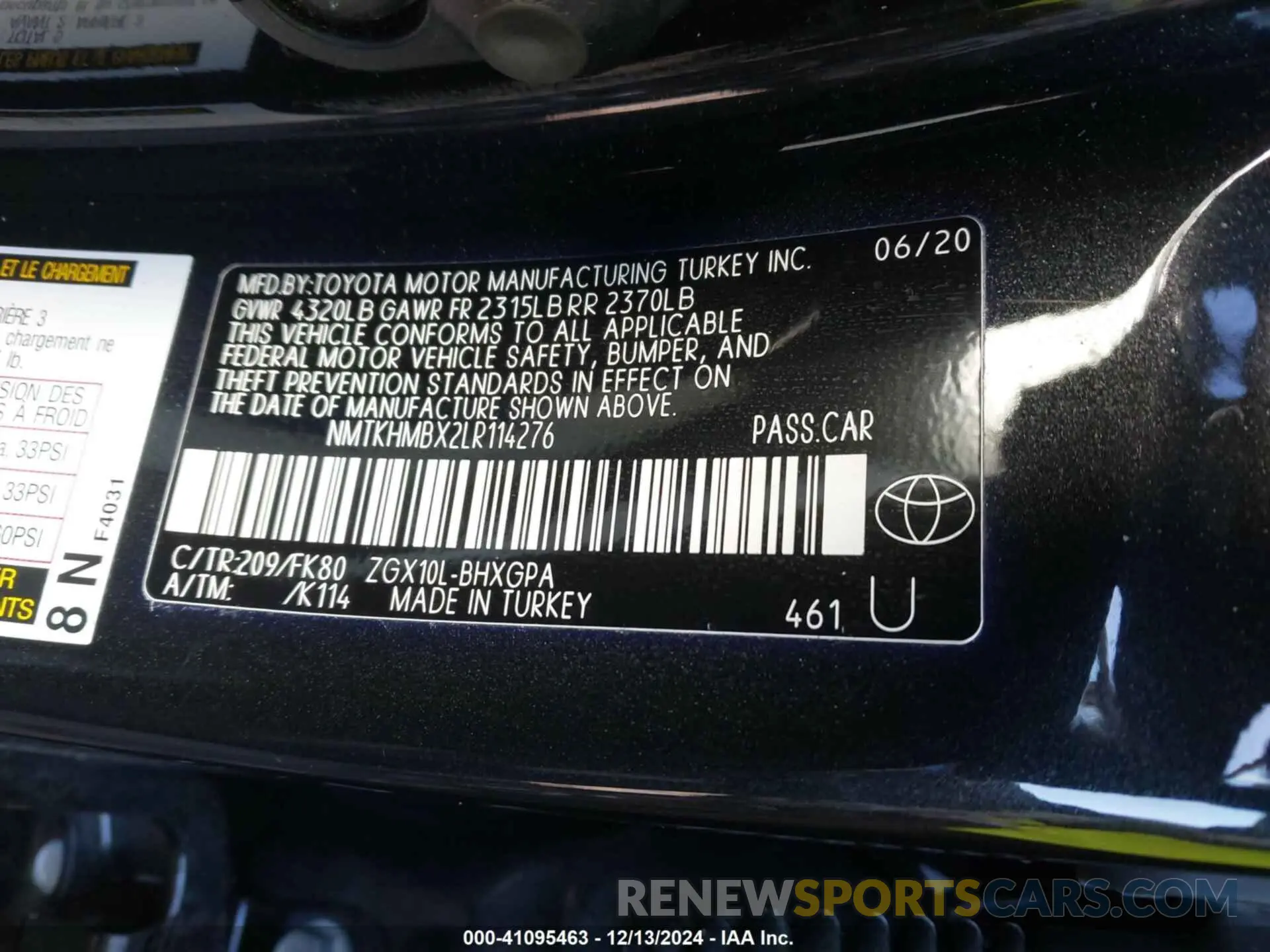 9 fotografías del automóvil dañado NMTKHMBX2LR114276 TOYOTA C-HR 2020