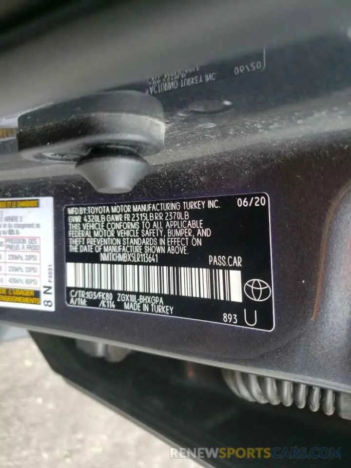 10 fotografías del automóvil dañado NMTKHMBX5LR113641 TOYOTA C-HR 2020