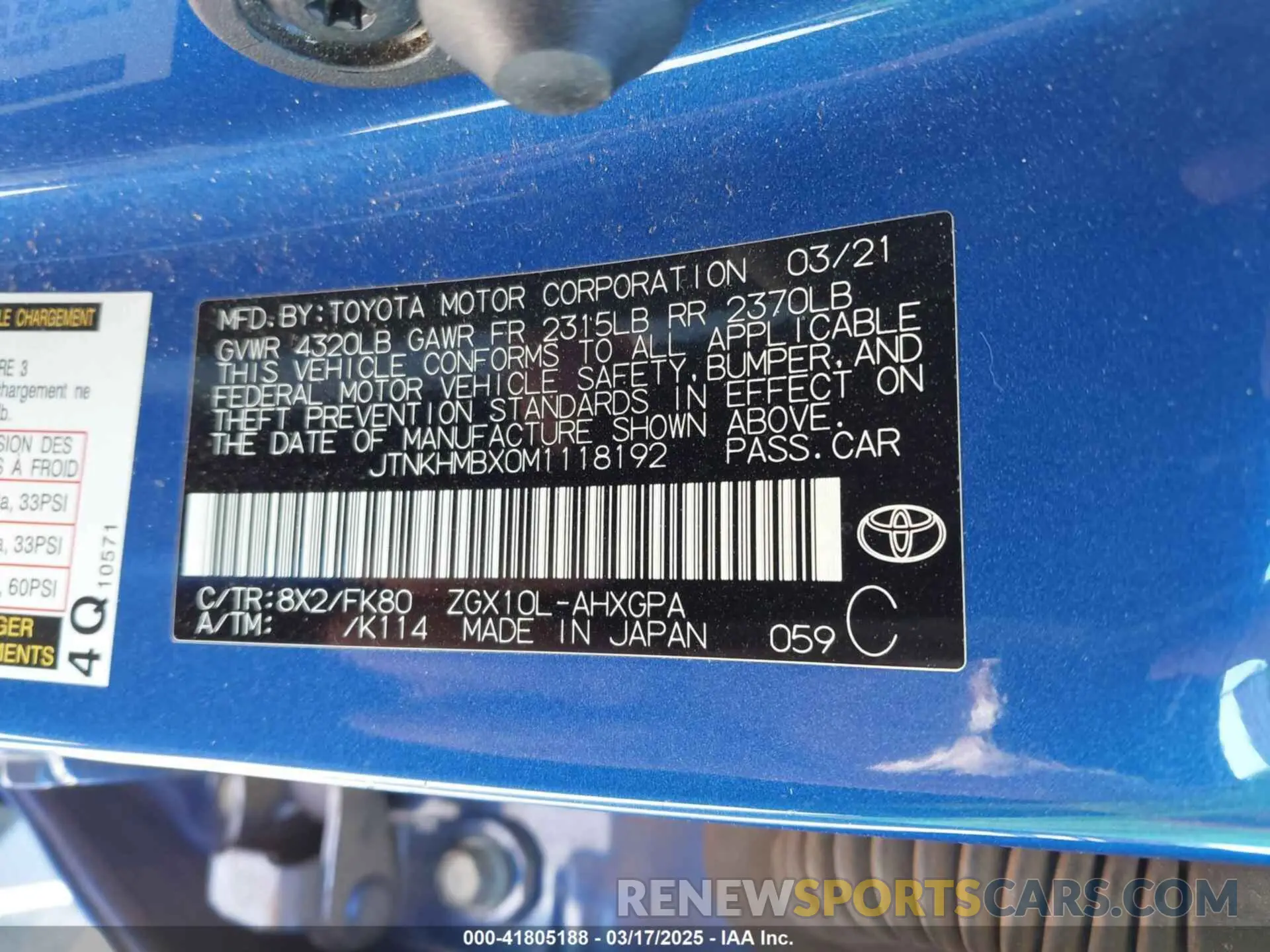 9 fotografías del automóvil dañado JTNKHMBX0M1118192 TOYOTA C-HR 2021