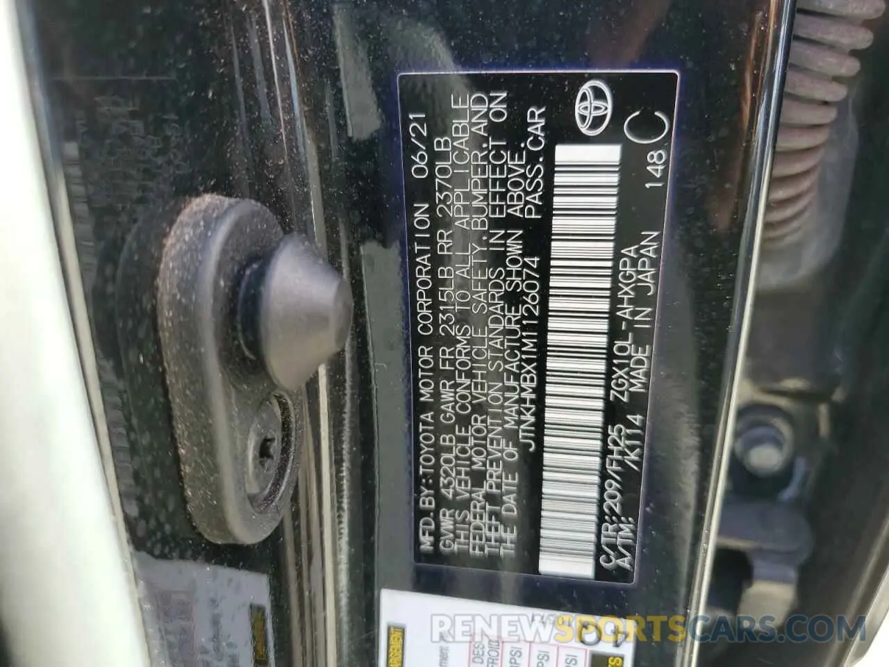 12 fotografías del automóvil dañado JTNKHMBX1M1126074 TOYOTA C-HR 2021